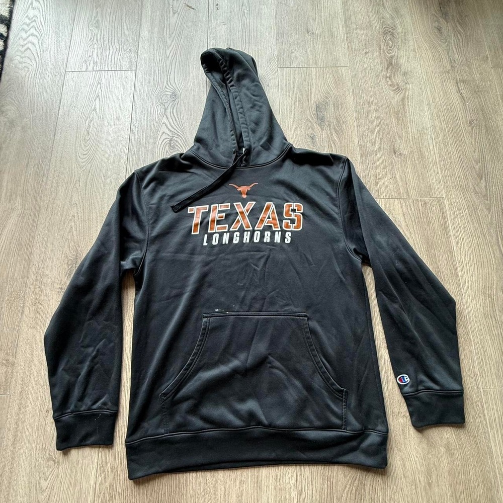 Champion Texas Longhorns Hoodie Black Athletic Pullover NCAA Sweatshirt Size M
